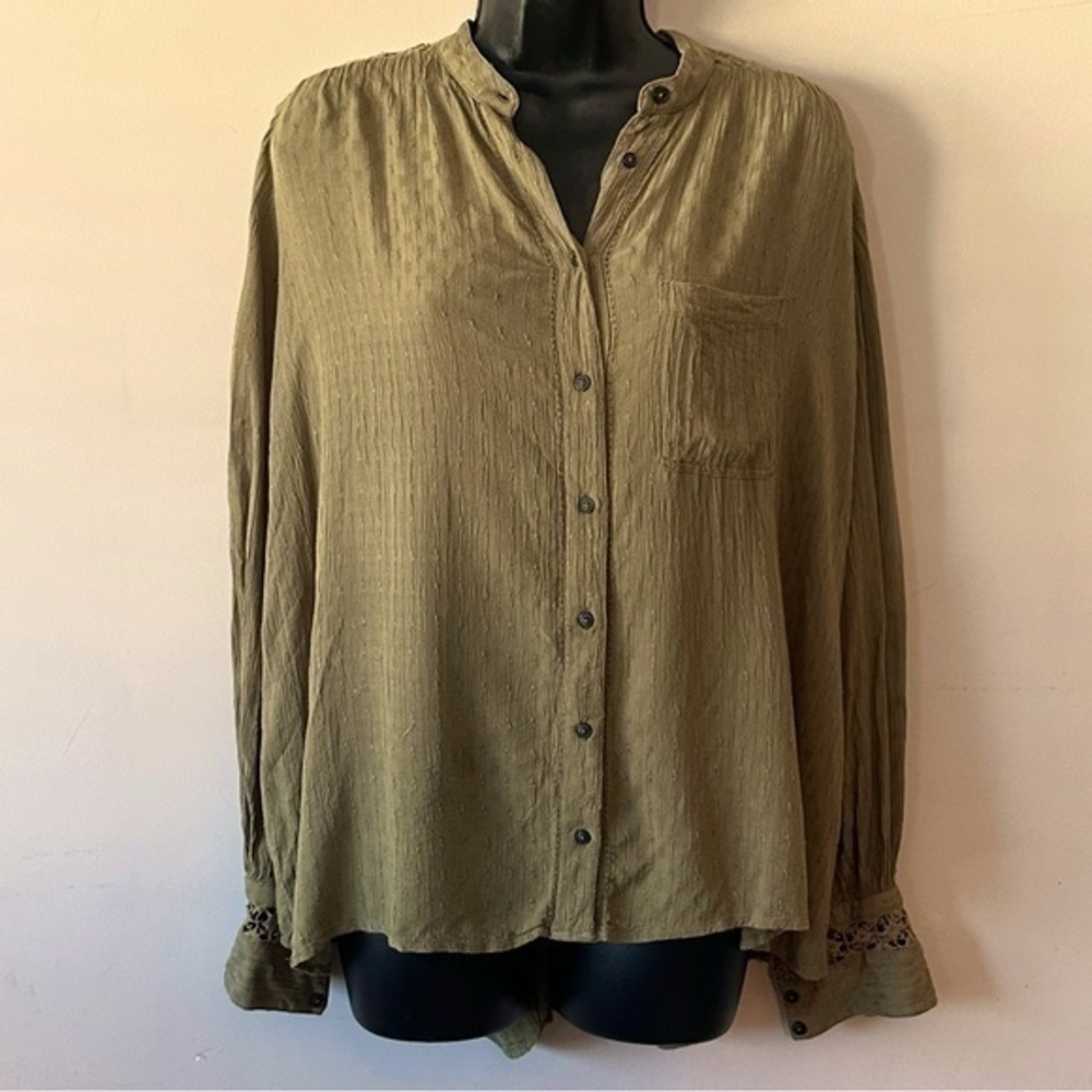Free People The Best Button Down Shirt Olive Green XS